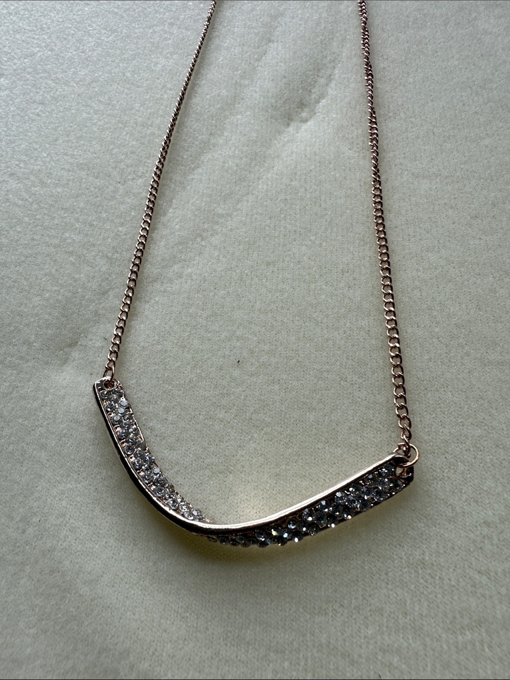 Rose Gold Crystal Bar Necklace - Women Jewelry |16”